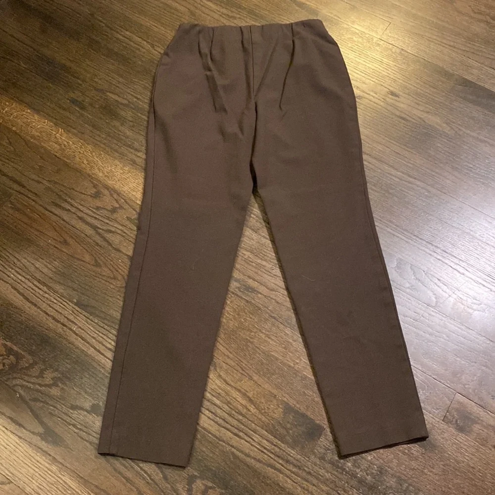 J. Jill Brown Ponte Knit Slim Leg Pants XS EUC
